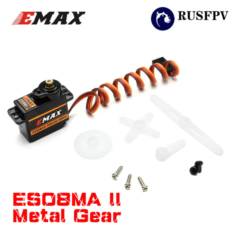 10 шт. EMAX ES08MA II 12g мини металлический редуктор Аналоговый сервопривод для радиоуправляемого двигателя запасная часть противоударный и стабильный Радиоуправляемый сервомотор