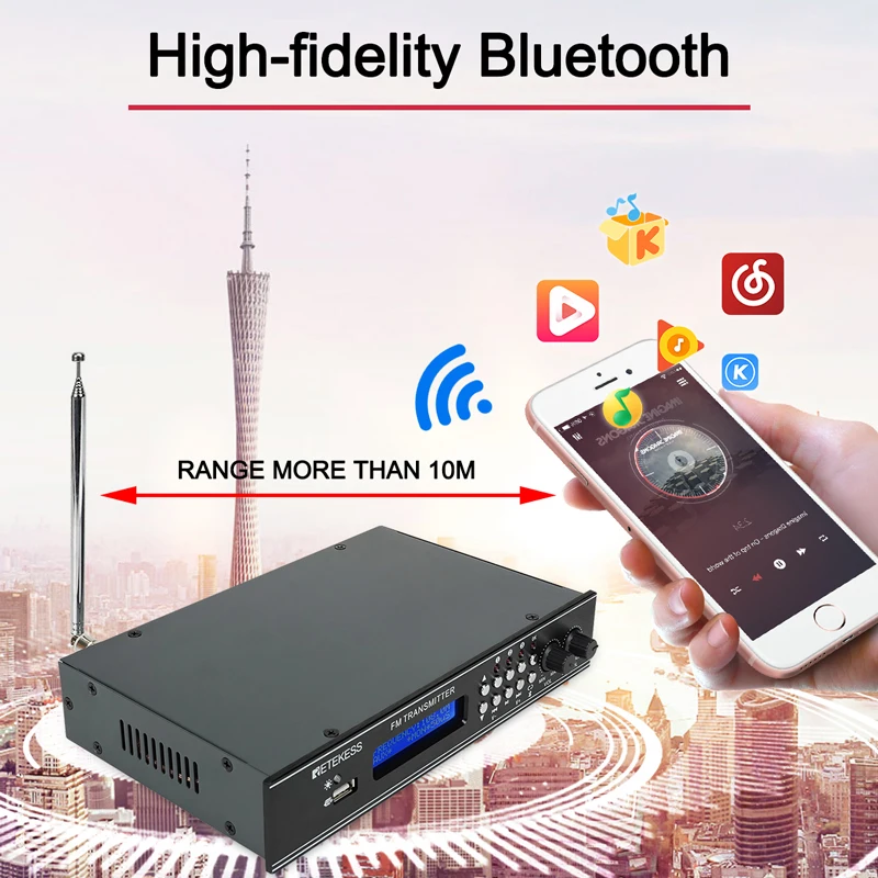 RETEKESS TR510 для привода церкви fm-передатчик трансляции поддержка AUX/MIC/Bluetooth/USB привод