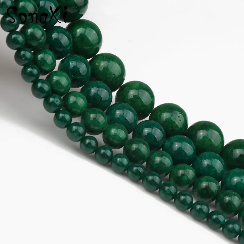 Натуральный камень темно-зеленый окаменение Свободные Круглые бусины для