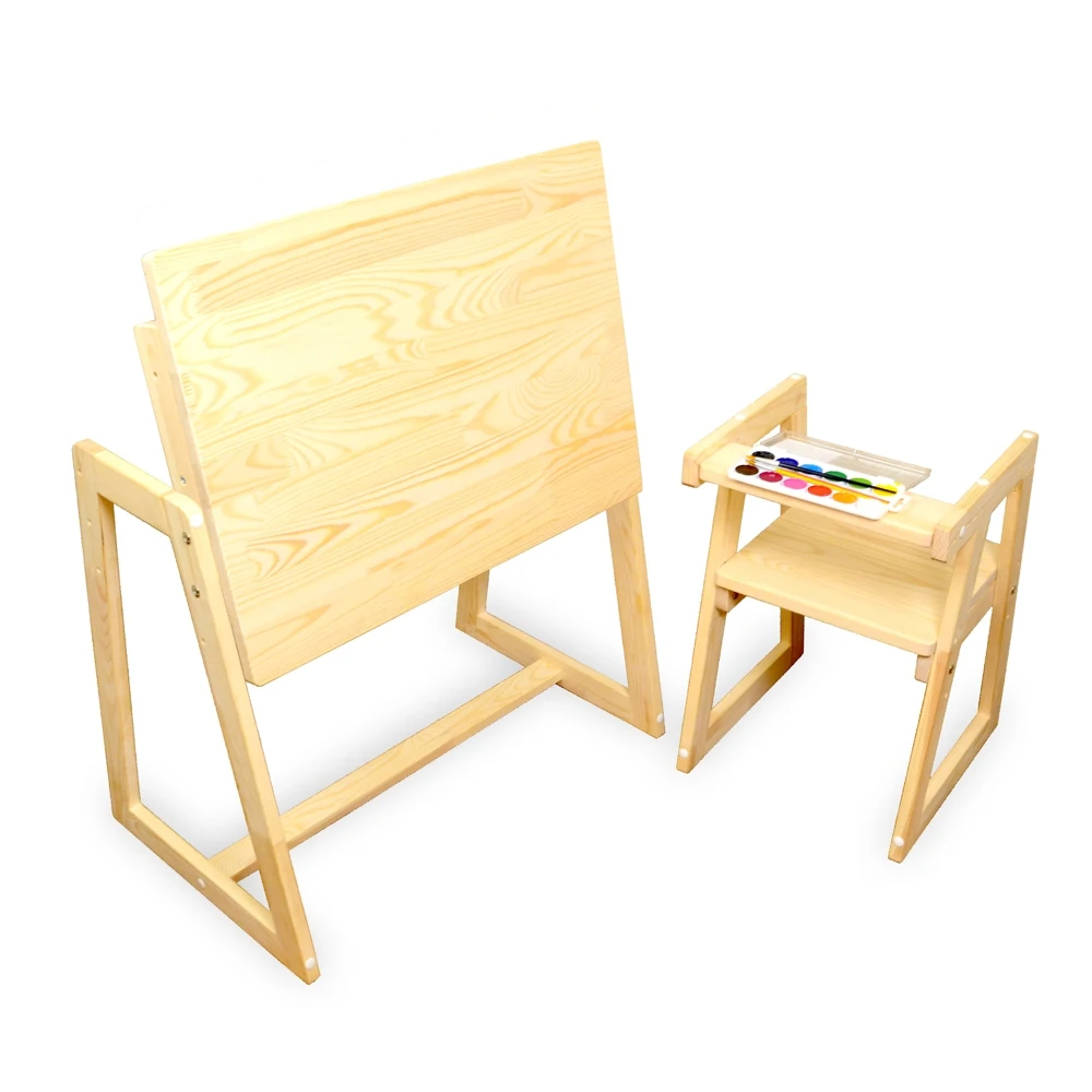 Set children's table and chair I myself am Leo pine School children tables study home furniture desktop for kids | Мебель