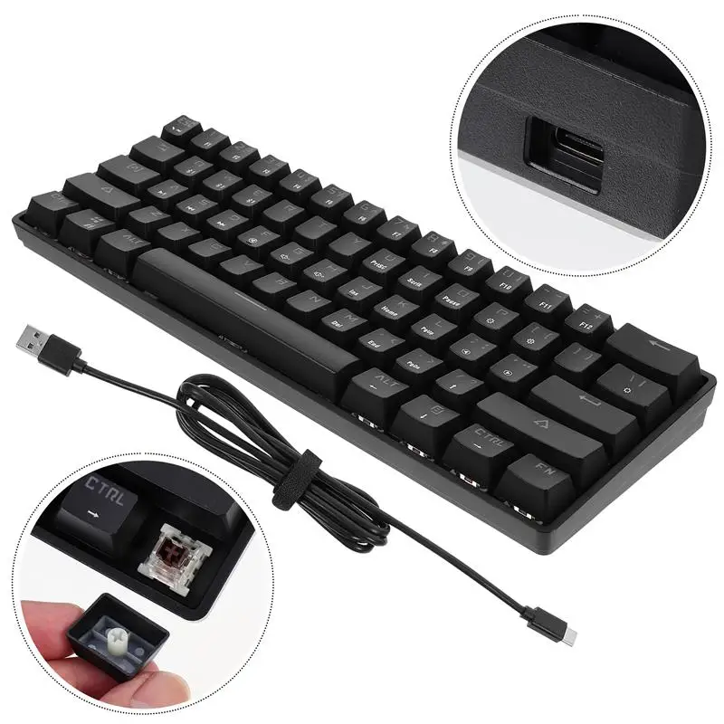 

61 Keys Gaming Keyboard RGB Backlight Brown Switch USB Computer Keyboard