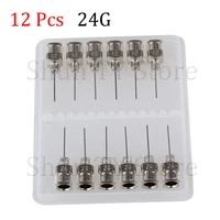12 pcs 12 inch silver stainless steel 24ga connector glue head dispensing needle suitable for dispensing electronic components