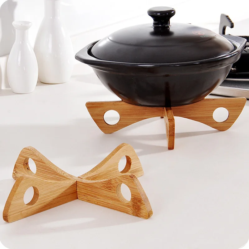 

Tray Rack Bamboo Mat Detachable Wood Table Mat Kitchen Pot Heat Insulated Cooling Dish Potholders Gadget Holder DIY Table Mats