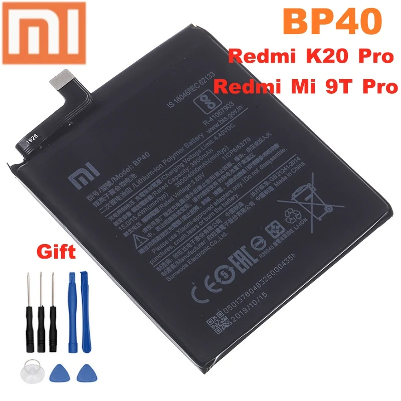Оригинальный аккумулятор Xiao mi 100% BP40 4000 мАч для Xiaomi Redmi K20 Pro / Mi 9T