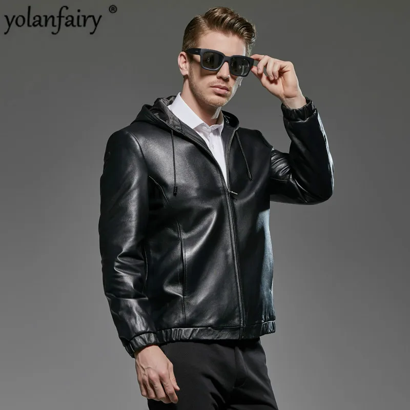 Демисезонная оригинальная кожаная куртка Мужская одежда 2020 овчина пальто с