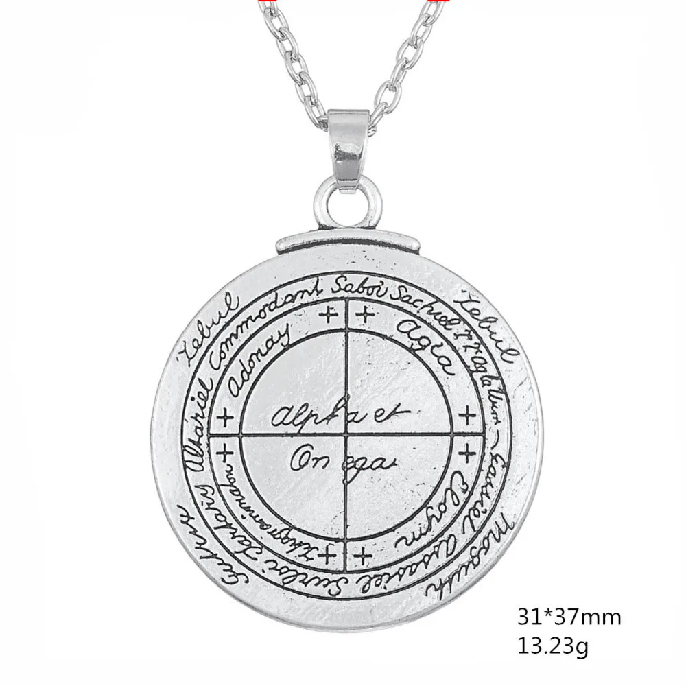 

New Trendy Good Luck of Solomon Pentacle Seal Pendant Necklace for Men Boy Double Sided Talisman Amulet Jewelry Gifts