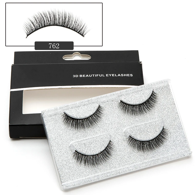 ICYCHEER 2Pairs False Eyelashes 3D Mink Lashes No Magnetic Natural Long Black Color Makeup Lash Extension Tools | Красота и здоровье