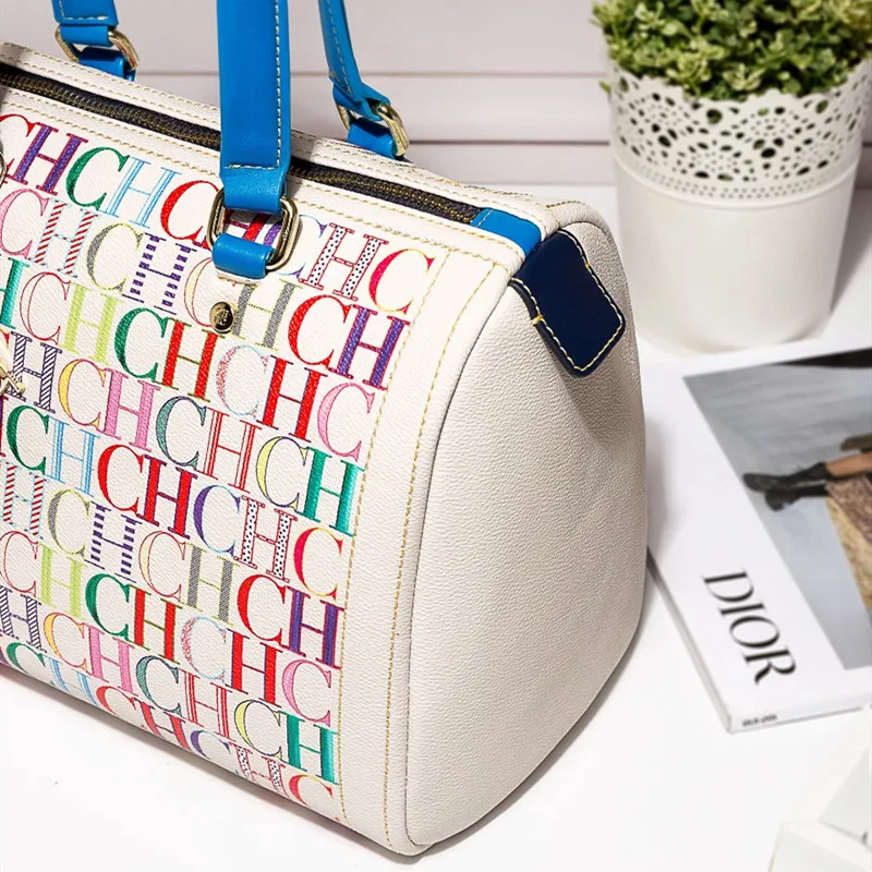 

100% Genuine Leather Shopping Tote Bags, Luxury Designer Wallets and Handbags, Color CH Letter Printed Boston Bag Top Handbag Gg