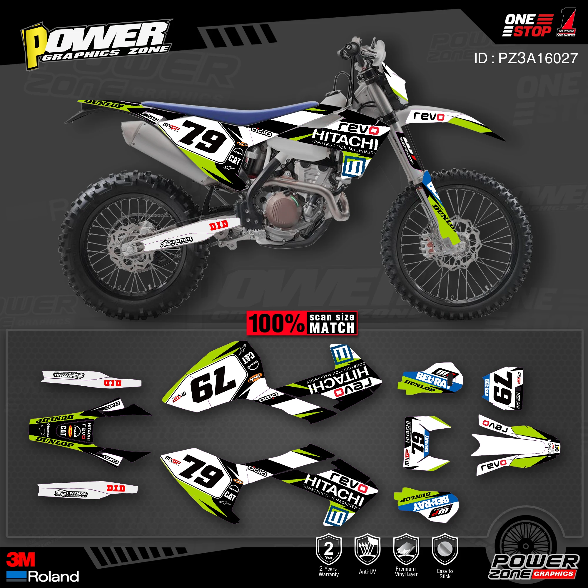 PowerZone Custom Team Graphics наклейки 3M Набор стикеров для Husqvarna 2016-18 TC FC TX FX FS 2017-19 TE FE 125-450cc 27 |
