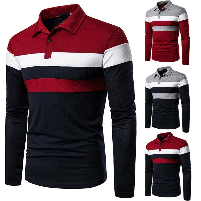 

Men's Shirt Casual Shirts Long Sleeve Warm Stretch Contrast Slim Basic Shirt Striped Print Long Sleeve Men's T-Shirt Streetwear