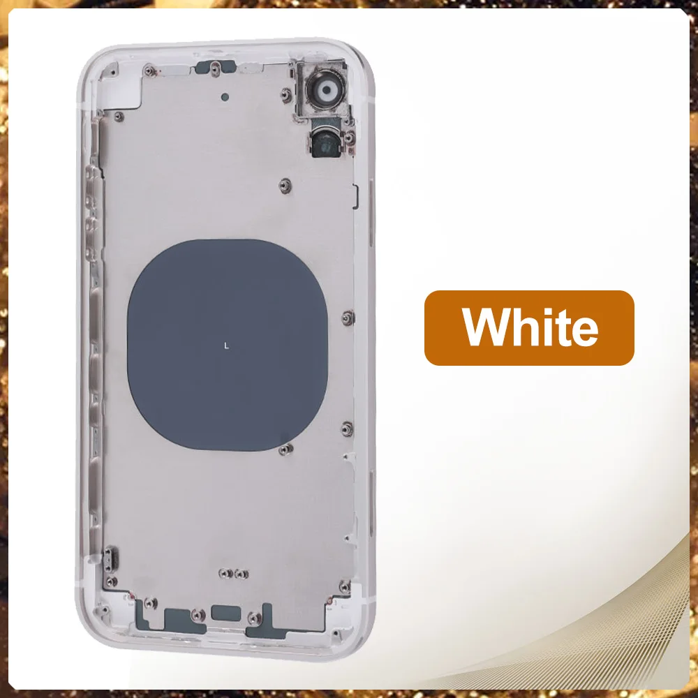 

Battery Back Cover For iPhone XR Imitate 12 For iPhone 12 Housing Middle Frame Chassis With SIM Card Tray Side Button No CE Logo