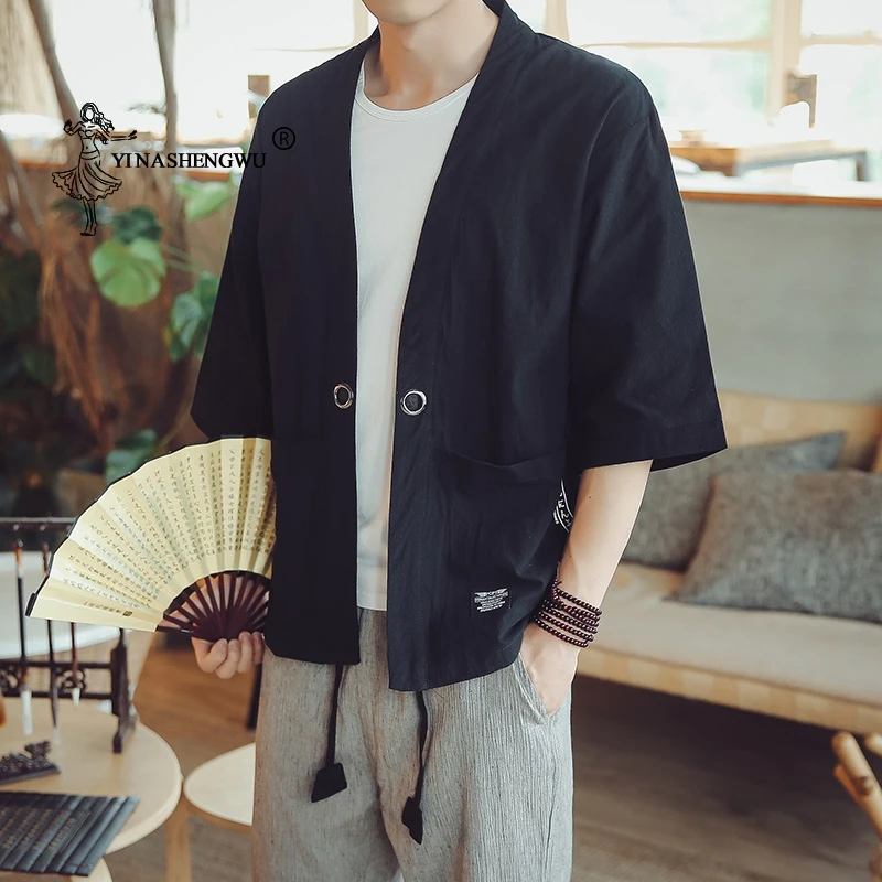 Yukata, мужское кимоно, кардиган, мужские японские кимоно, верхнее пальто, кимоно, костюм для косплея, принт, азиатская одежда, летние пляжные повседневные рубашки