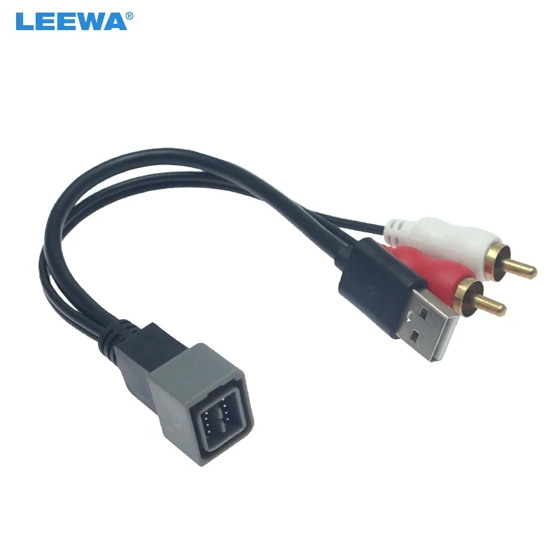 LEEWA автомобильный 2 RCA штекер USB A адаптер преобразователь Аудио Кабель AUX для Nissan