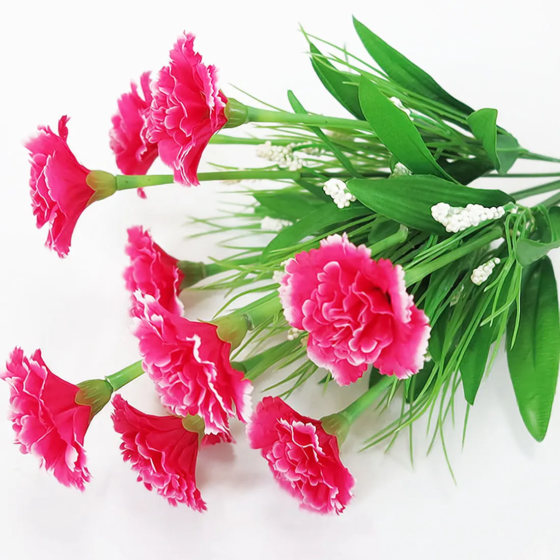 A Dark Pink 1 букет искусственных цветов 10 голов дешевые гвоздики шелковые декоративные искусственные цветы день матери DIY украшение дома - Цвет: A Dark Pink