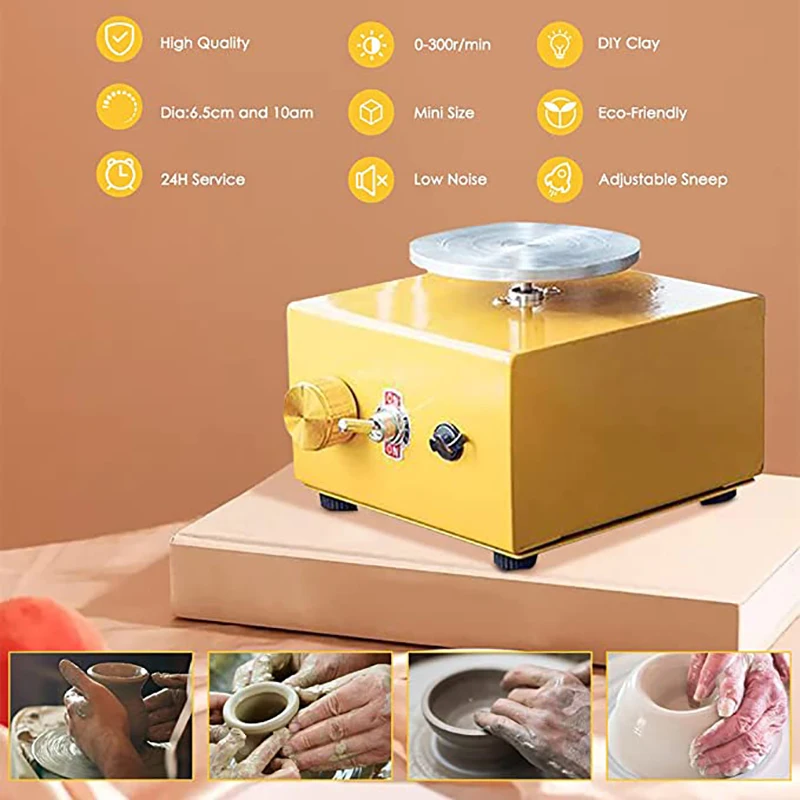

Mini Pottery Wheel 6.5cm 10cm Turntable Electric Pottery Wheel DIY Clay Tool For Ceramic Work Ceramic Clay Crafts US/EU Plug