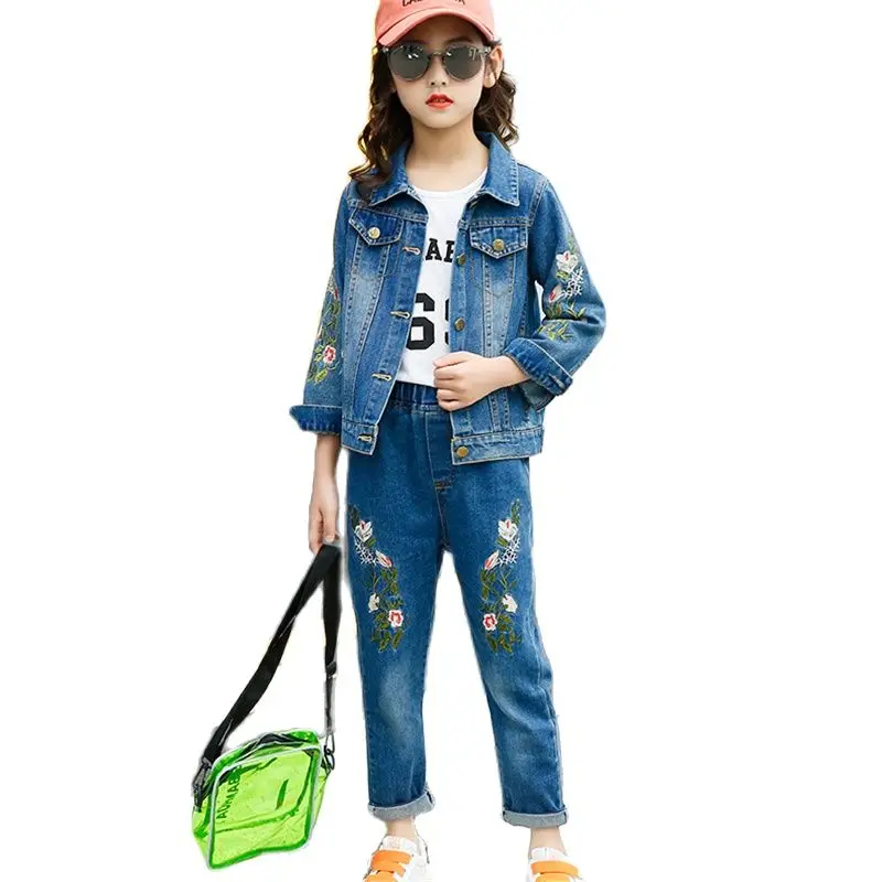 Джинсовый комплект одежды из 2 предметов для маленьких девочек осенний кардиган