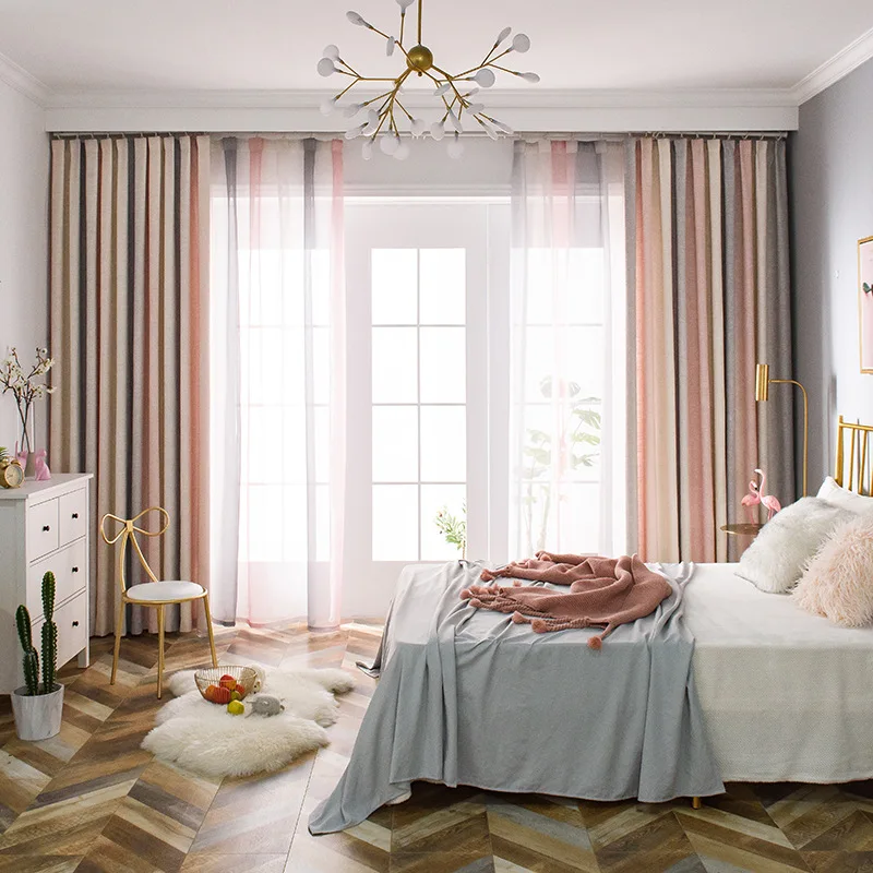 Горячая Распродажа новинка шторы для спальни из хлопковой смеси с серым