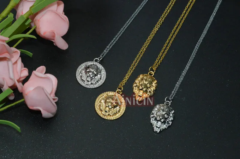 Ожерелье унисекс металлическая подвеска в виде головы льва 45 см 10 шт./лот |