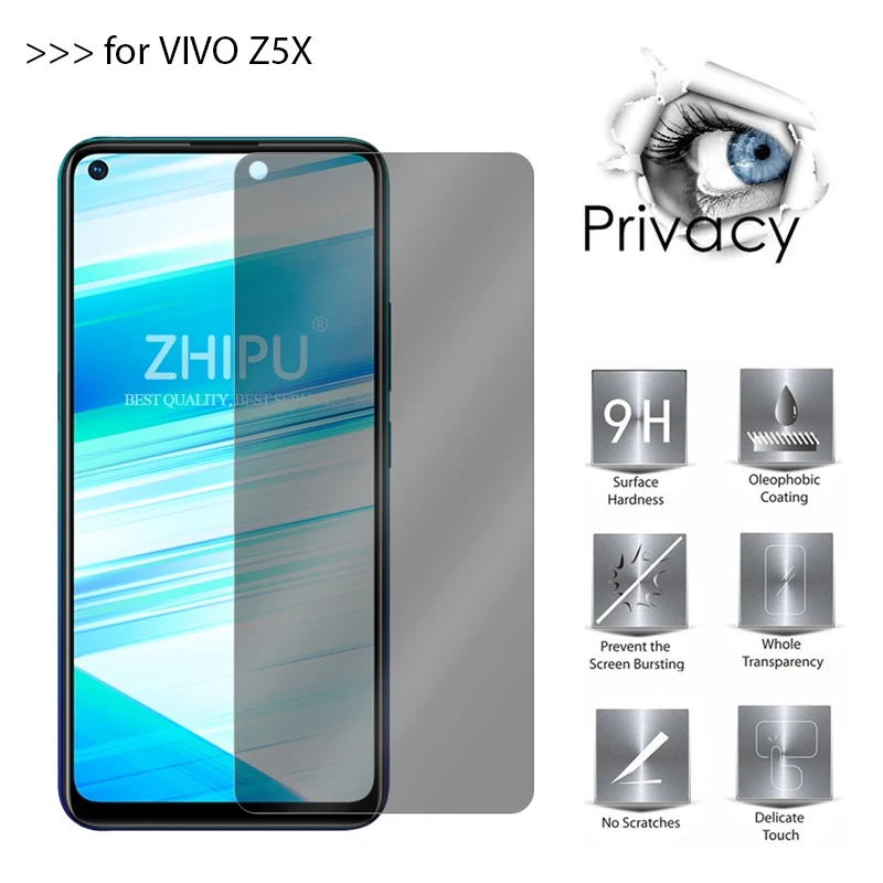 Закаленное стекло для vivo Z5x 2.5D Arc Edge с защитой от шпиона, защита для экрана vivo Z5x 6,53"