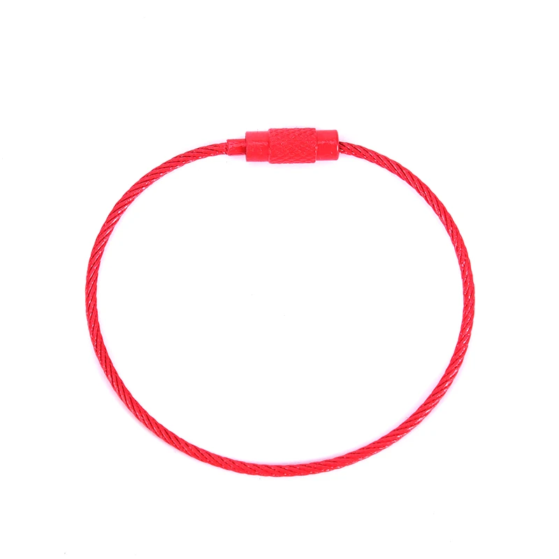 

10Pcs 1.5mm EDC Keychain Tag Rope Stainless Steel Wire Cable Loop Screw Lock Gadget Ring Key Keyring Circle Camp Hanging Tool