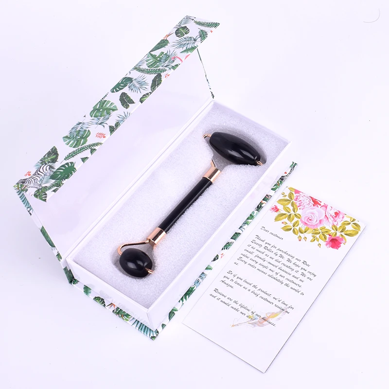 

Facial Face Jade Massage Roller Black Obsidian Scraper Gemstone Massager Tools Slimming Face Wrinkle Removal As Gifts Presents