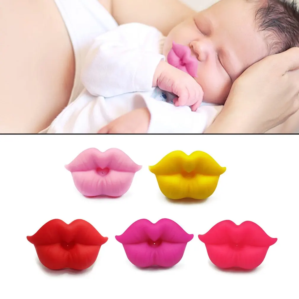 Food Grade Silicone Baby Pacifier Lip Mouth Shape Infant Toddler Baby Soother Teether Funny Nipple Feeding Orthodontic Teat