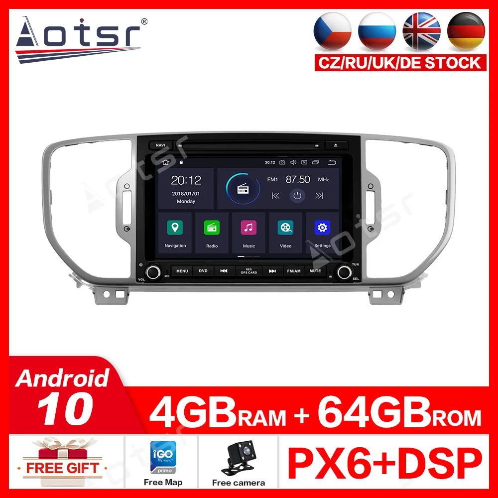 Мультимедийный проигрыватель Aotsr для KIA sportage стереоприемник PX6 Android 10 0 2 din радио