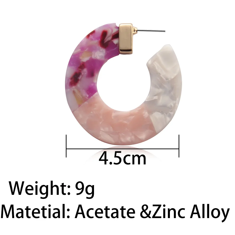 

Ladies Jewelry Colorful Acrylic Resin Hoop Earrings Alloy Jewelry Women Geometry Big Circle Lady Trendy Earrings