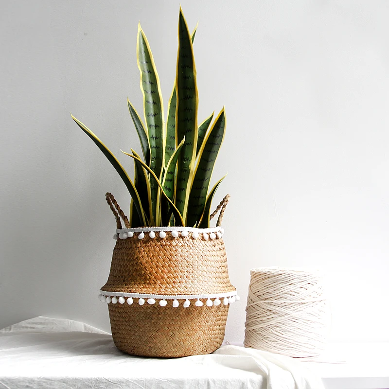 Корзина для хранения плетеная кружевная корзина из шерсти ручной работы с