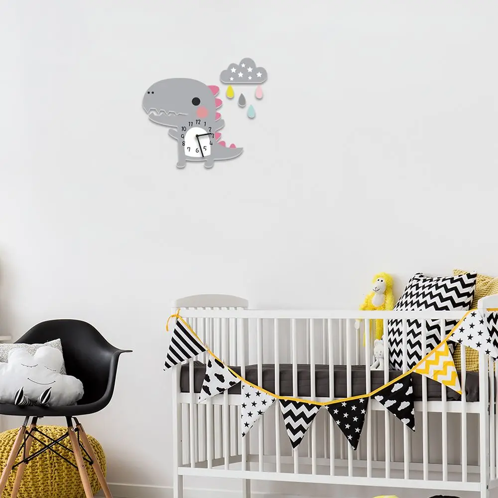 Настенные часы с милым облаком в виде капель мультипликационных динозавров