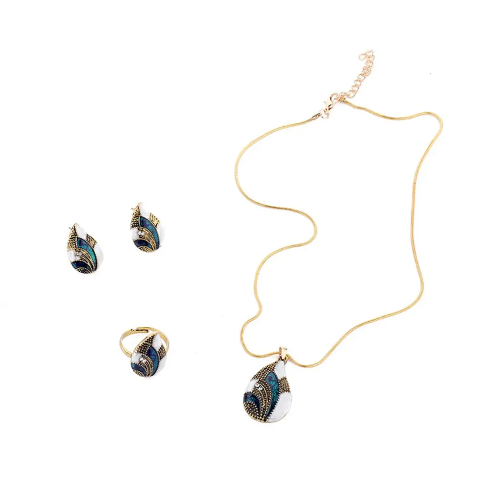 3 шт./компл. ювелирные изделия в форме капли воды серьги кольцо на палец ожерелье