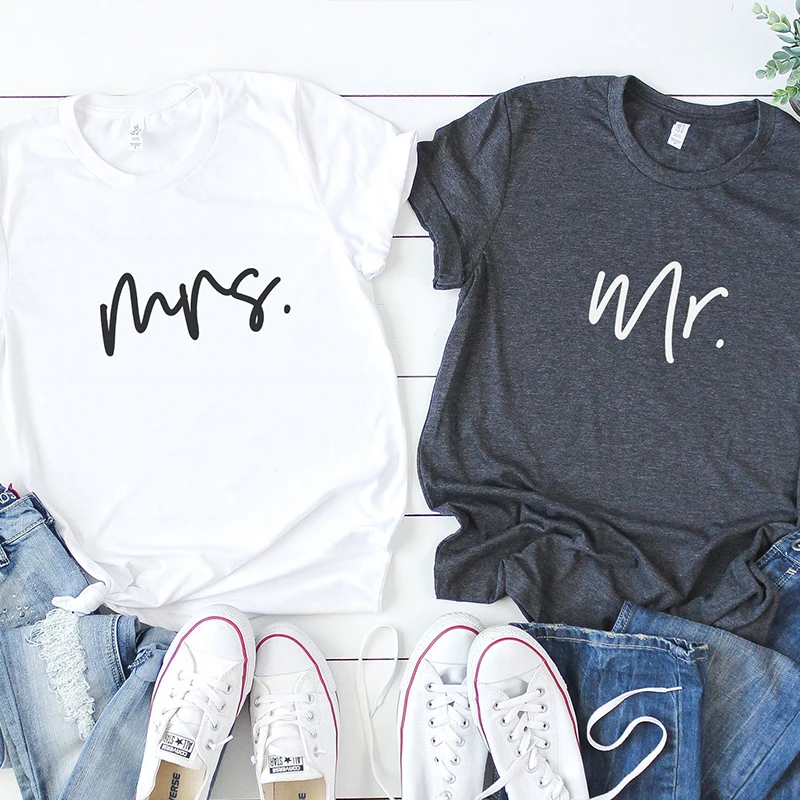 

2020 new Girlfriend Wife T-shirts Valentine Day Women Woman Tops Print Couple Tee Streetwear Funny T