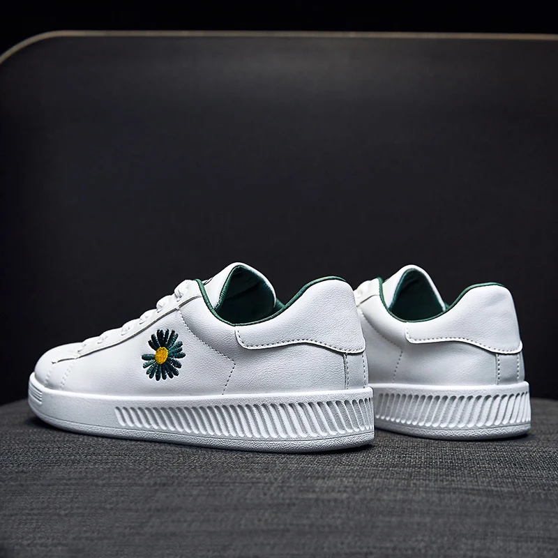 

Fashion Shoes Women's Vulcanize Shoes Spring New Casual Classic Solid Color PU Flower Shoes Women Casual White Shoes Sneakers