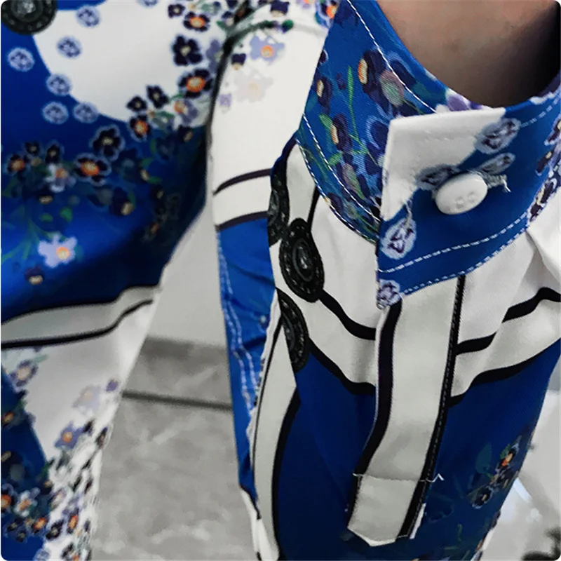 

Men Club Shirt 2020 Long Sleeve Baroque Men's Slim Shirt Fashion Patchwork Print Men's Prom Shirt Camisas Hombre M-3XL