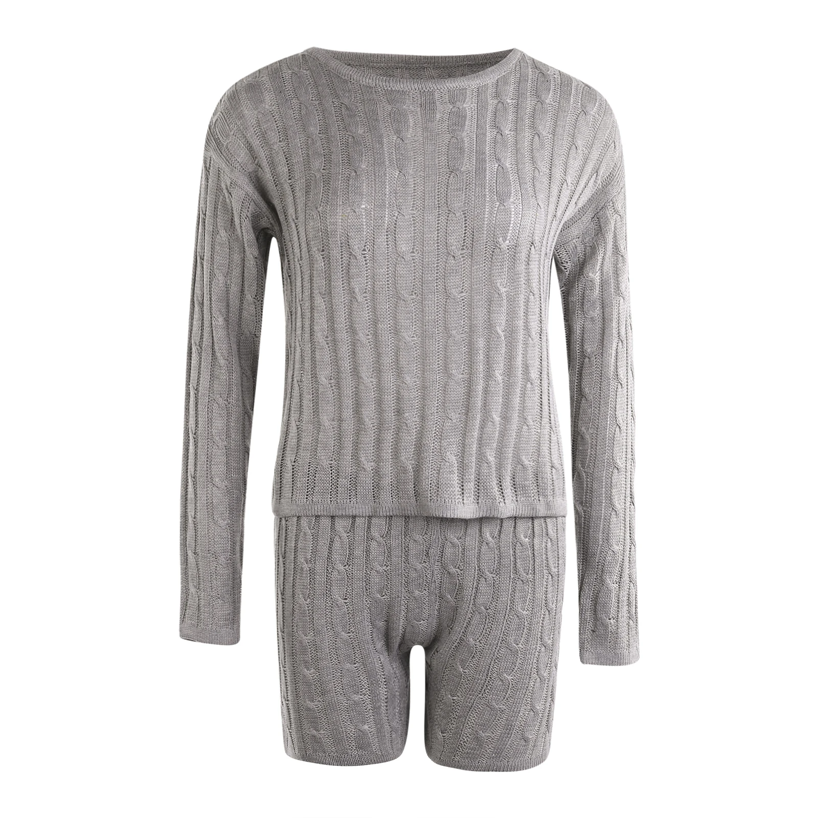 Женский трикотажный костюм из двух предметов укороченный Топ с длинным рукавом и