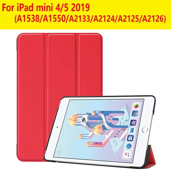 IPADMINI45 KST RD Чехол для iPad Mini 1 2 3 из искусственной кожи силиконовый чехол для планшета для iPad Mini 4 5 трехслойный чехол-подставка для сна - Цвет: IPADMINI45 KST RD
