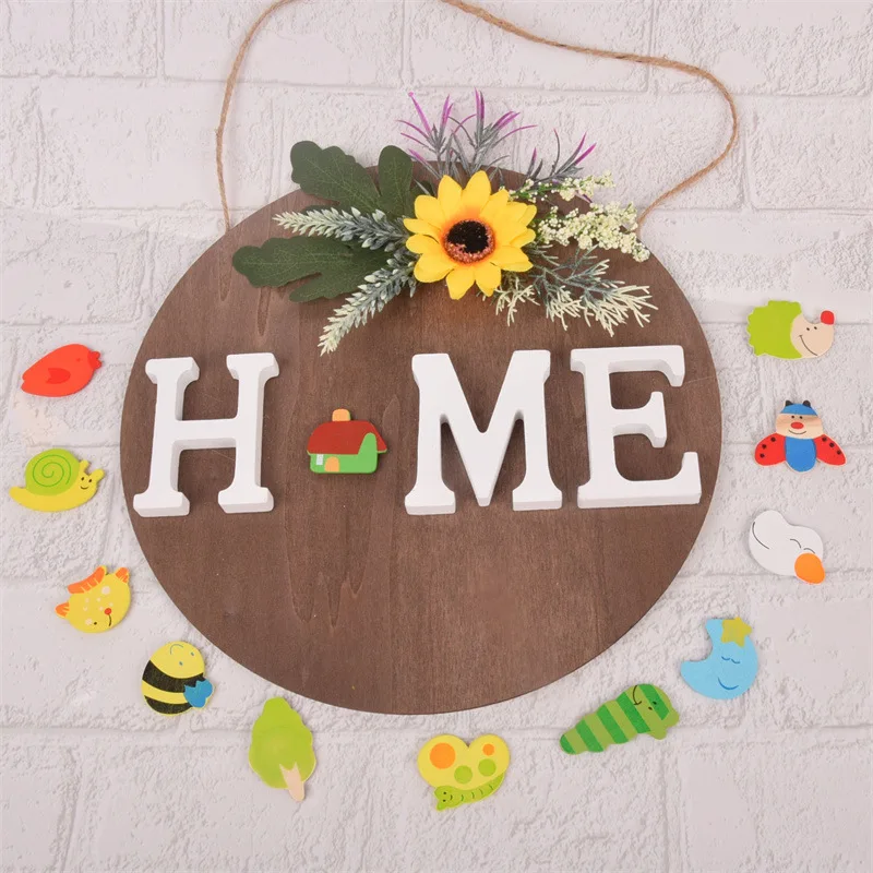 

13 в 1 настенная дверь дерево подвесная гирлянда домашний знак приветствия DIY животное тема наклейка на деревянные украшения креативный крас...