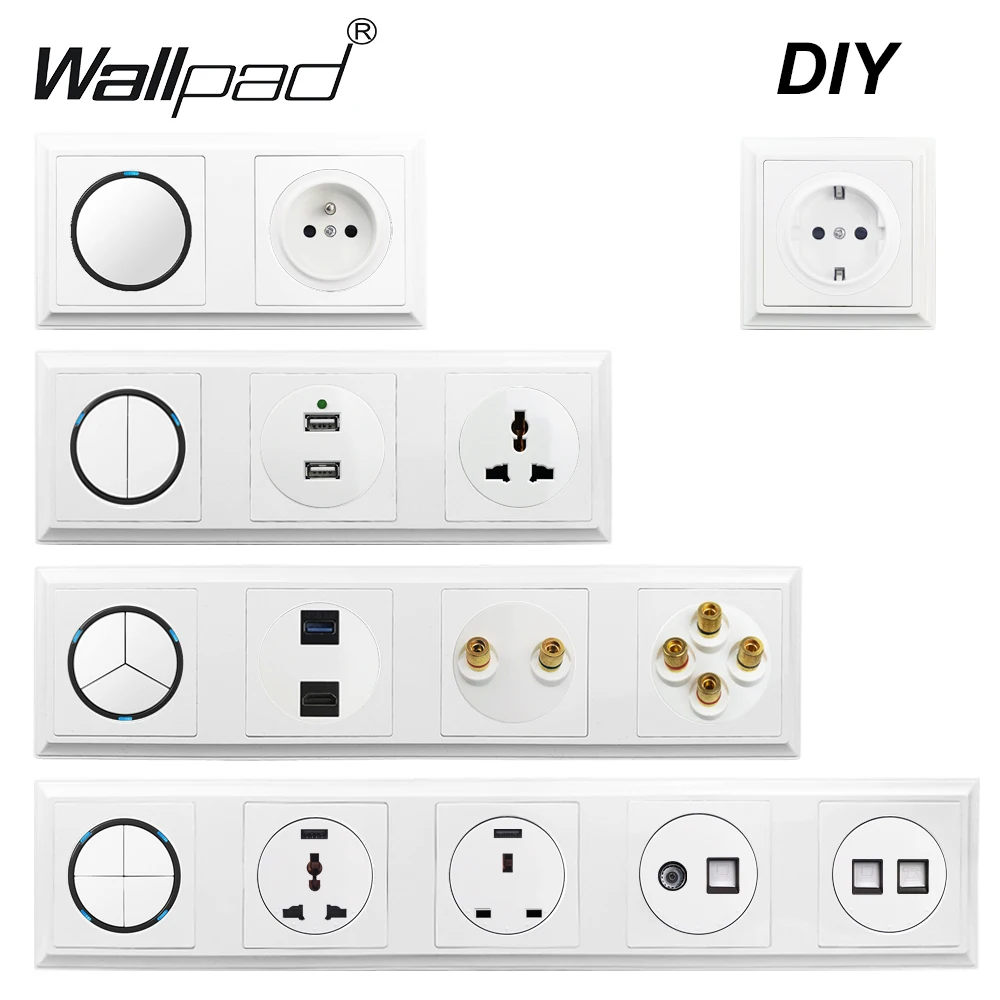 Универсальная настенная розетка огнестойкая белая пластиковая европейская