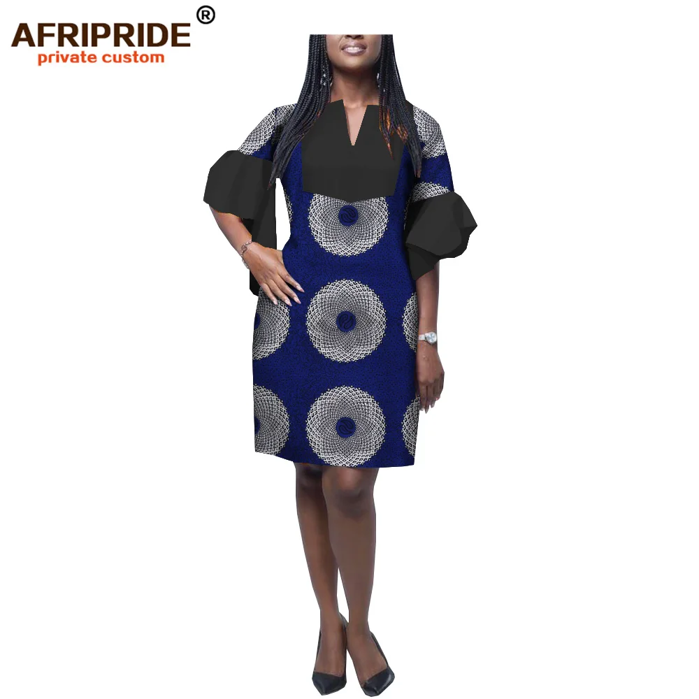 

spring midi dress for women african style AFRIPRIDE tailor made half sleeve knee length women casual cotton dress A1825085