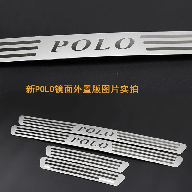 High quality stainless steel Slim Scuff Plate/Door Sill Protector Sticker For Volkswagen polo 2011 TO 2016 Car Styling | Автомобили и