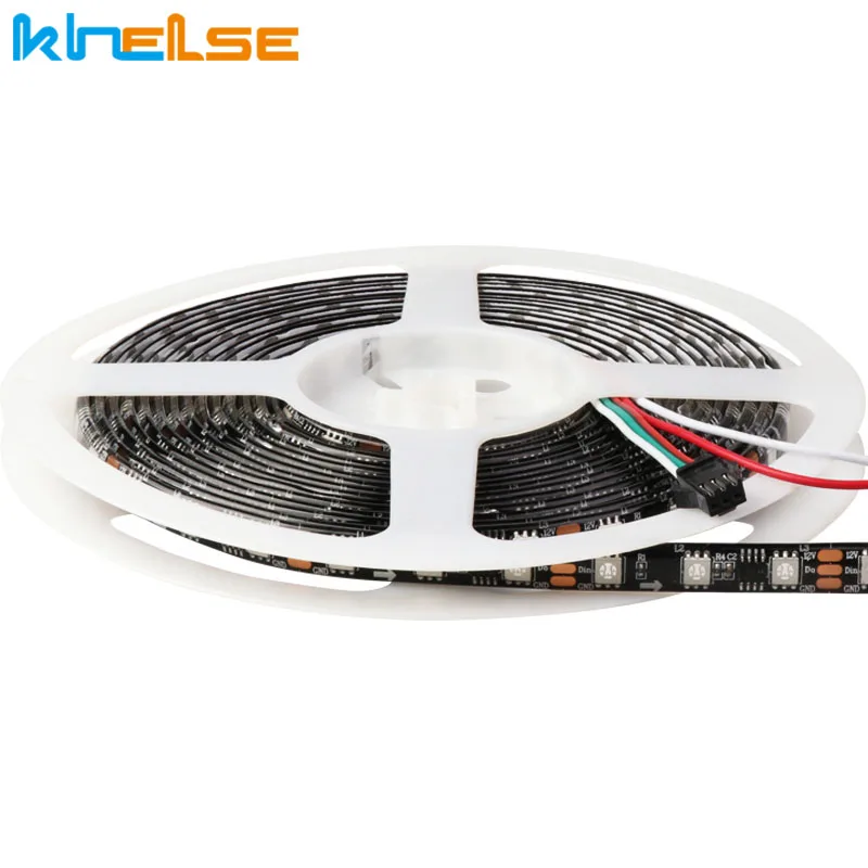 5m WS2811 Светодиодные ленты DC 12V RGB 30/48/60 светодиодный s смарт Addressable пикселей черный