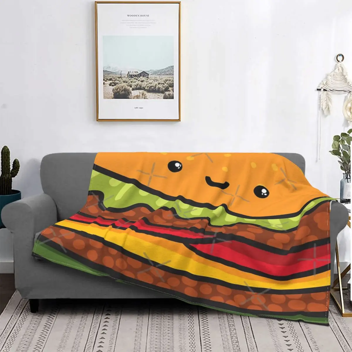 

Одеяло с симпатичными гамбургерами, покрывало для фастфуда, клетчатые покрывала, клетчатый диван, покрывало для пикника, Роскошный домашни...