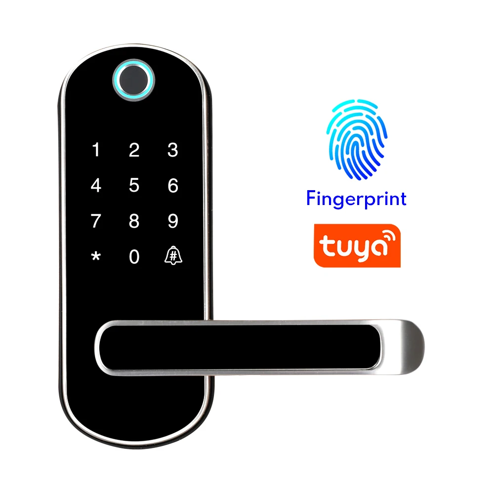 Review Tuya app fingerprint smart lock, wifi App waterproof button pincode Keypad electronic door lock, biometric remote control lock