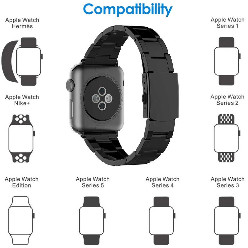 

Slim Band for Apple Watch Strap 42mm 44mm Series 5 4 3 Bands for Iwatch Apple Watchband 38mm 40mm Stainless Steel Bracelet Belt