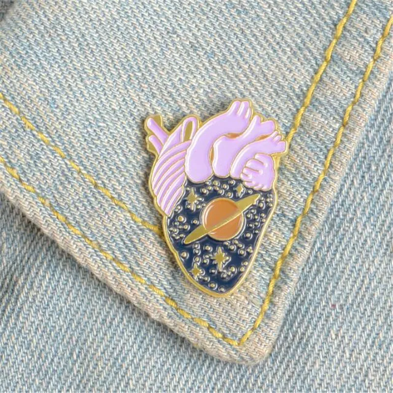 Новые эмалированные Значки для органов сердца украшения одежды аксессуары