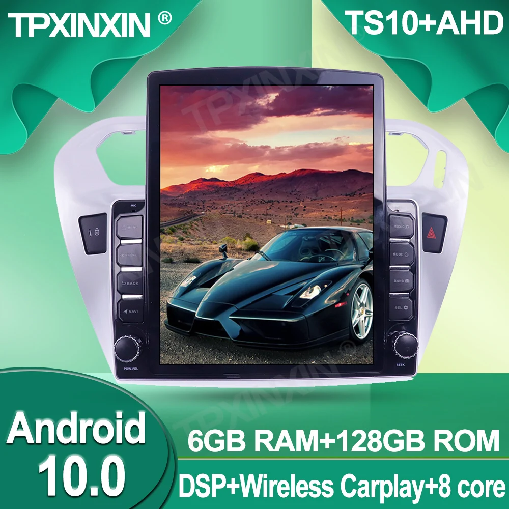 저렴한 무선 카플레이 스테레오 수신기 자동차 라디오 플레이어 라디오 IPS 화면, 푸조 301 2008-2014 안드로이드 128G