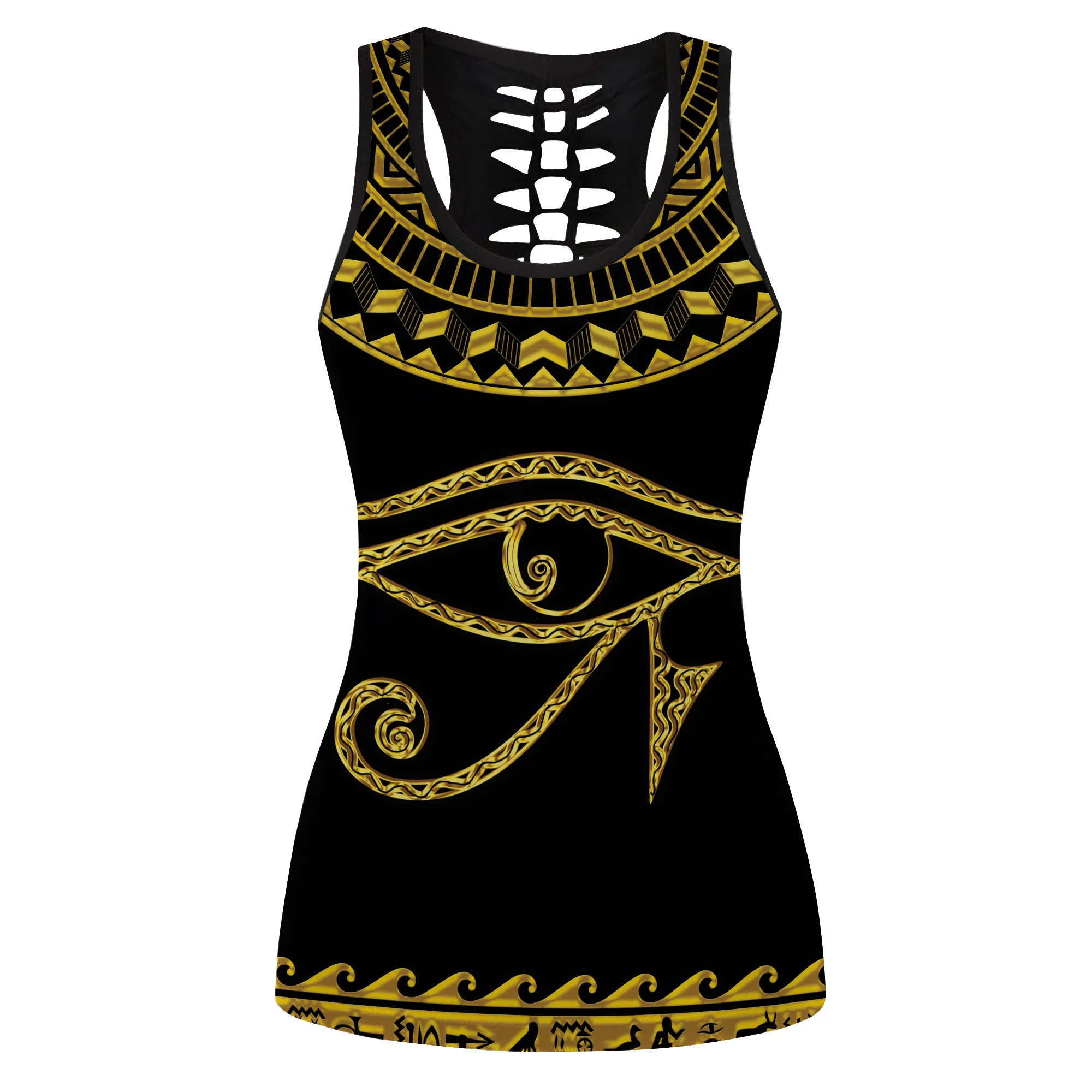 

Vintage Hollow Tanktop for women 2020 Summer Sexy Sleeveless Vest Girl Egypt God Ra Eye Tank top ropa mujer Oversized EU size