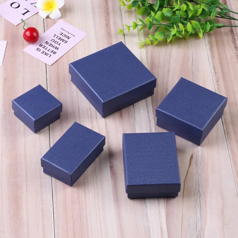 Dark Blue 24 шт. квадратная бумажная упаковочная коробка для ювелирных изделий Высокое качество 8*5 см Розовое Ожерелье Кольцо Серьги Браслет Подарочная коробка на День святого Валентина - Цвет: Dark Blue