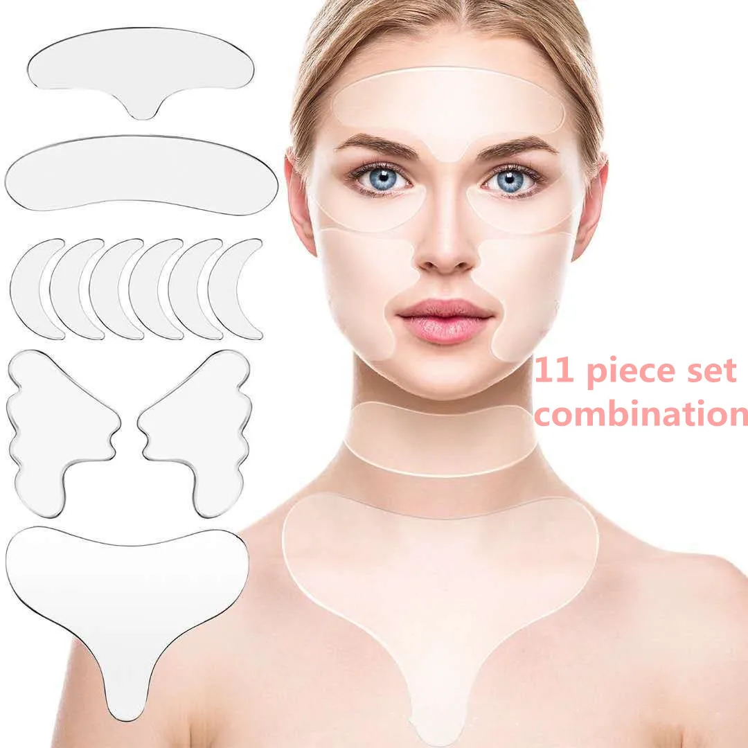

11/16 piece set Reusable Silicone Anti-wrinkle Face Forehead Sticker Cheek Chin Sticker Facial Patches Wrinkle Remover Strips