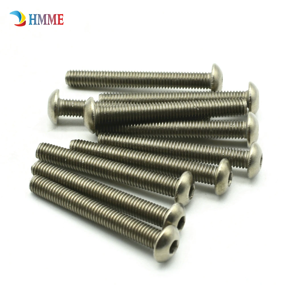 Титановый Болт M3 M4 x6-30mm с круглой головкой Шестигранная розетка Ti цвет не полированный шестигранный привод титановые винты Ti крепеж 10 шт